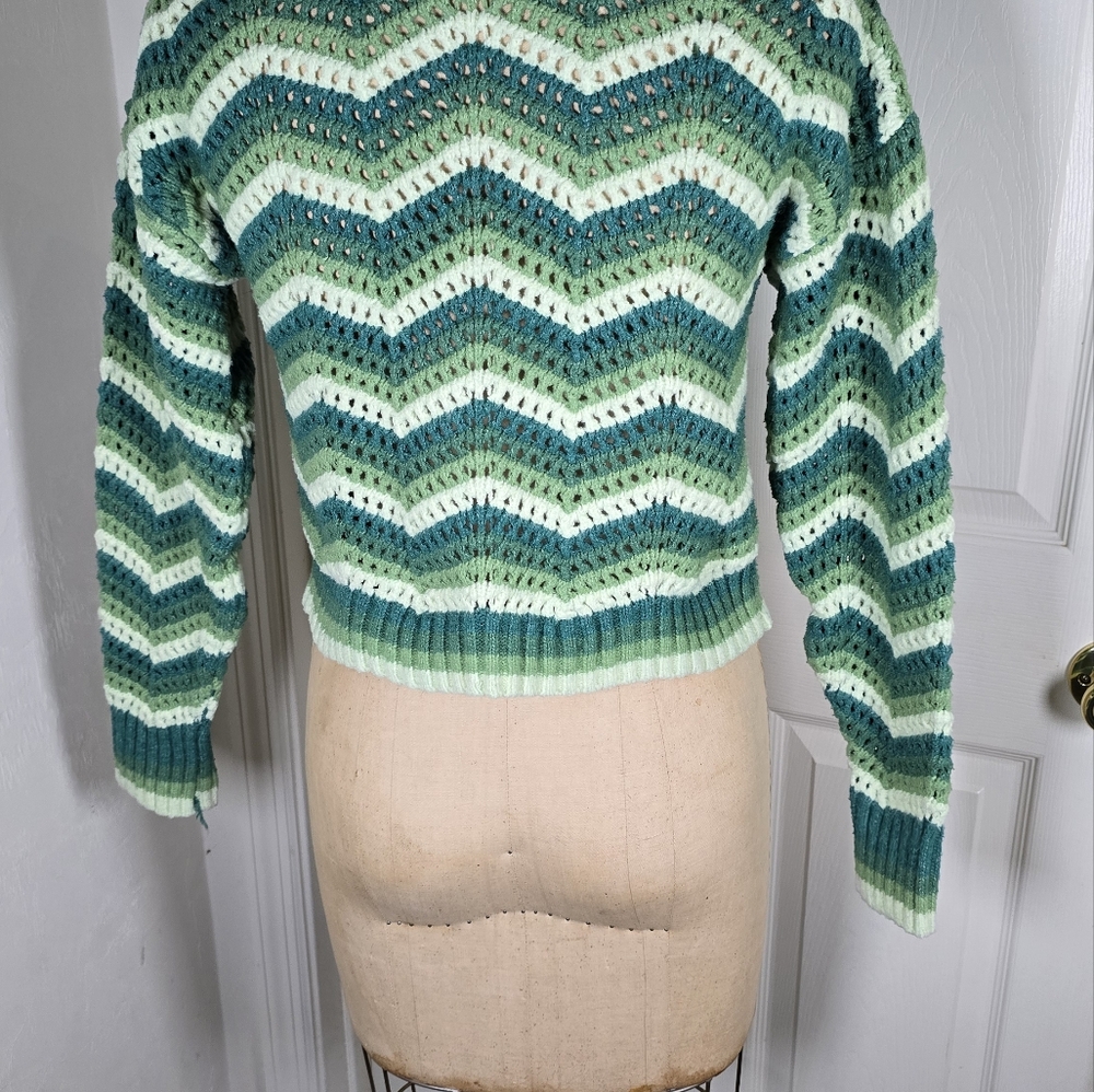 Hippie Rose Shades Of Green Crop Womens Sweater M‎ - Picture 4 of 9